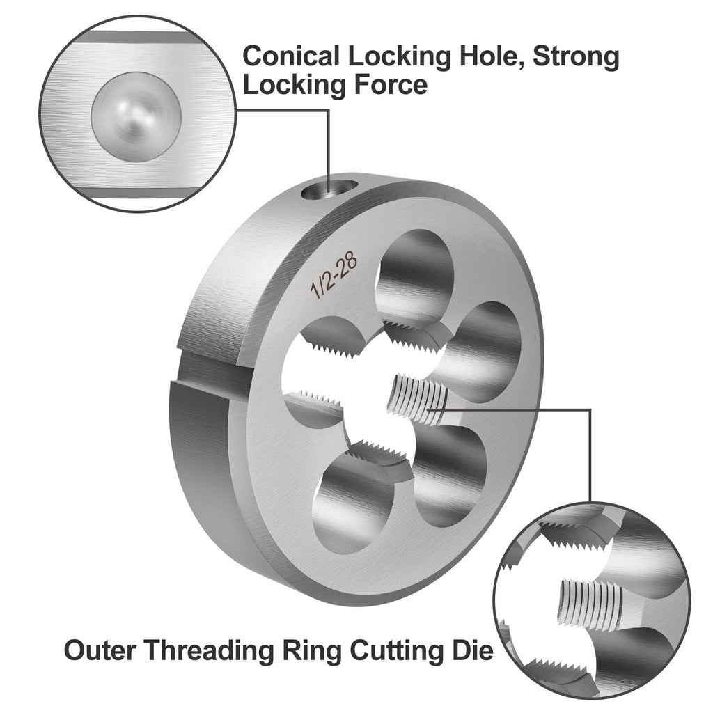 S-Union 1/2"-28 UNEF Tap and Die Set,Right Hand 1/2 x 28 HSS 22LR 223 5.56 9mm,1/2"-28 Machine Thread Tap Die Set