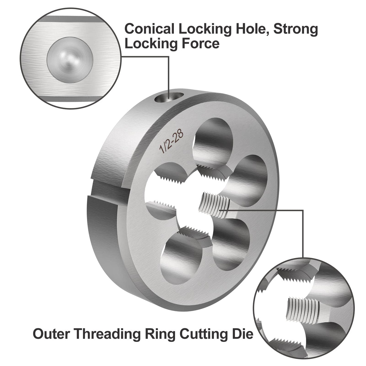 S-Union 1/2"-28 UNEF Tap and Die Set,Right Hand 1/2 x 28 HSS 22LR 223 5.56 9mm,1/2"-28 Machine Thread Tap Die Set