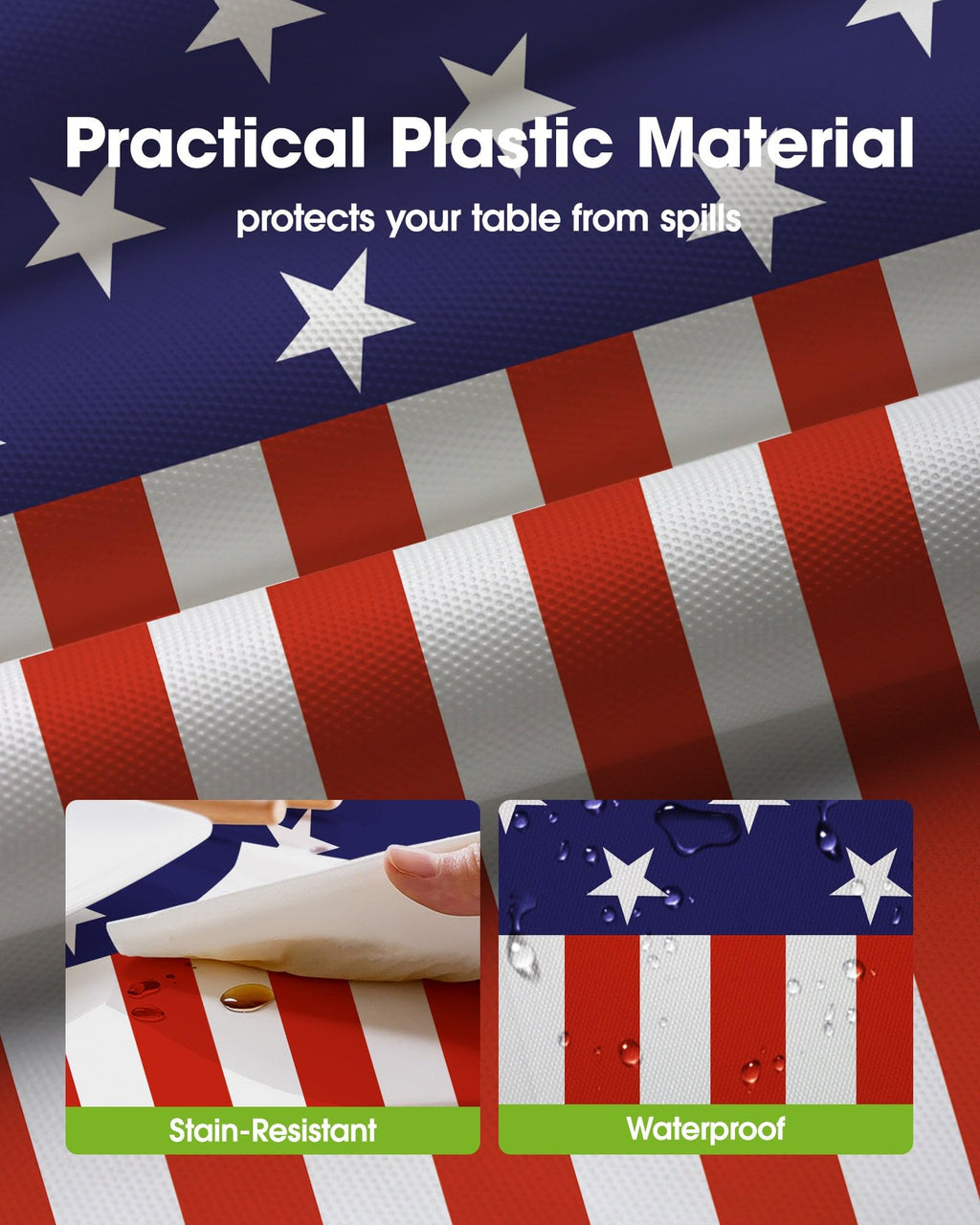 Patriotic Plastic Table Cloth Disposable 10 Pack，American Flag