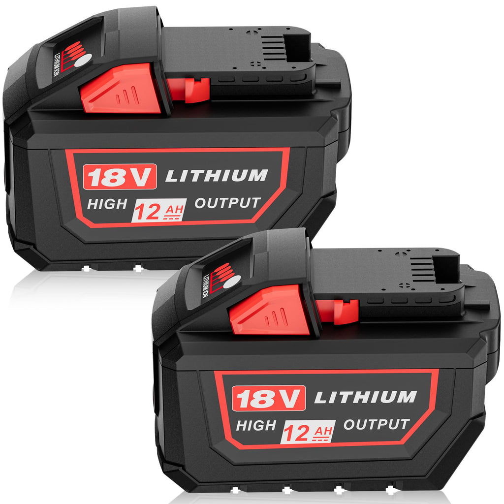 12.0Ah M-18 Battery High Output Replacement for Milwaukee 18V Battery 2Pack