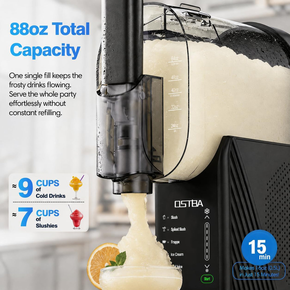 88oz Soft Serve Ice Cream Machine, No Ice Needed Slushie Maker