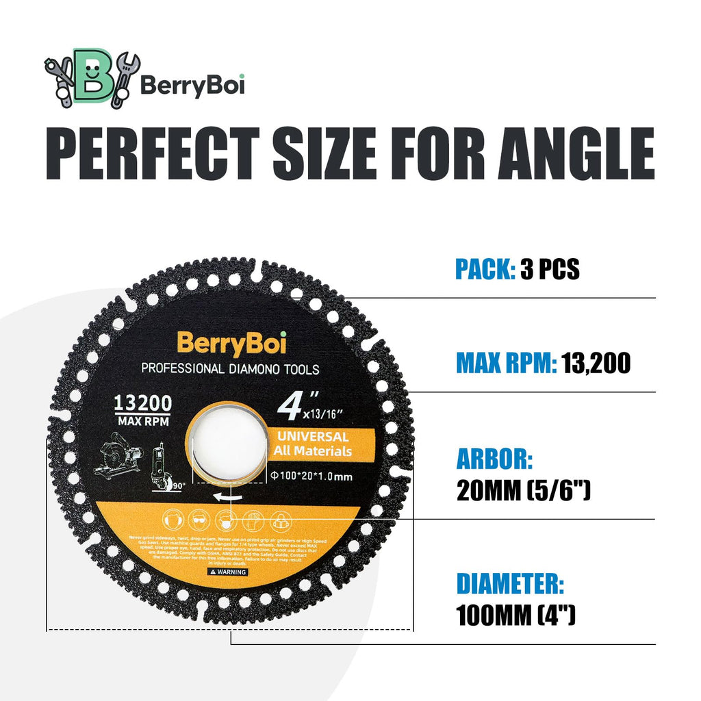 4 Inch Multi Purpose Diamond Cutting Disc for Angle Grinder, 100mm, 3 Pack
