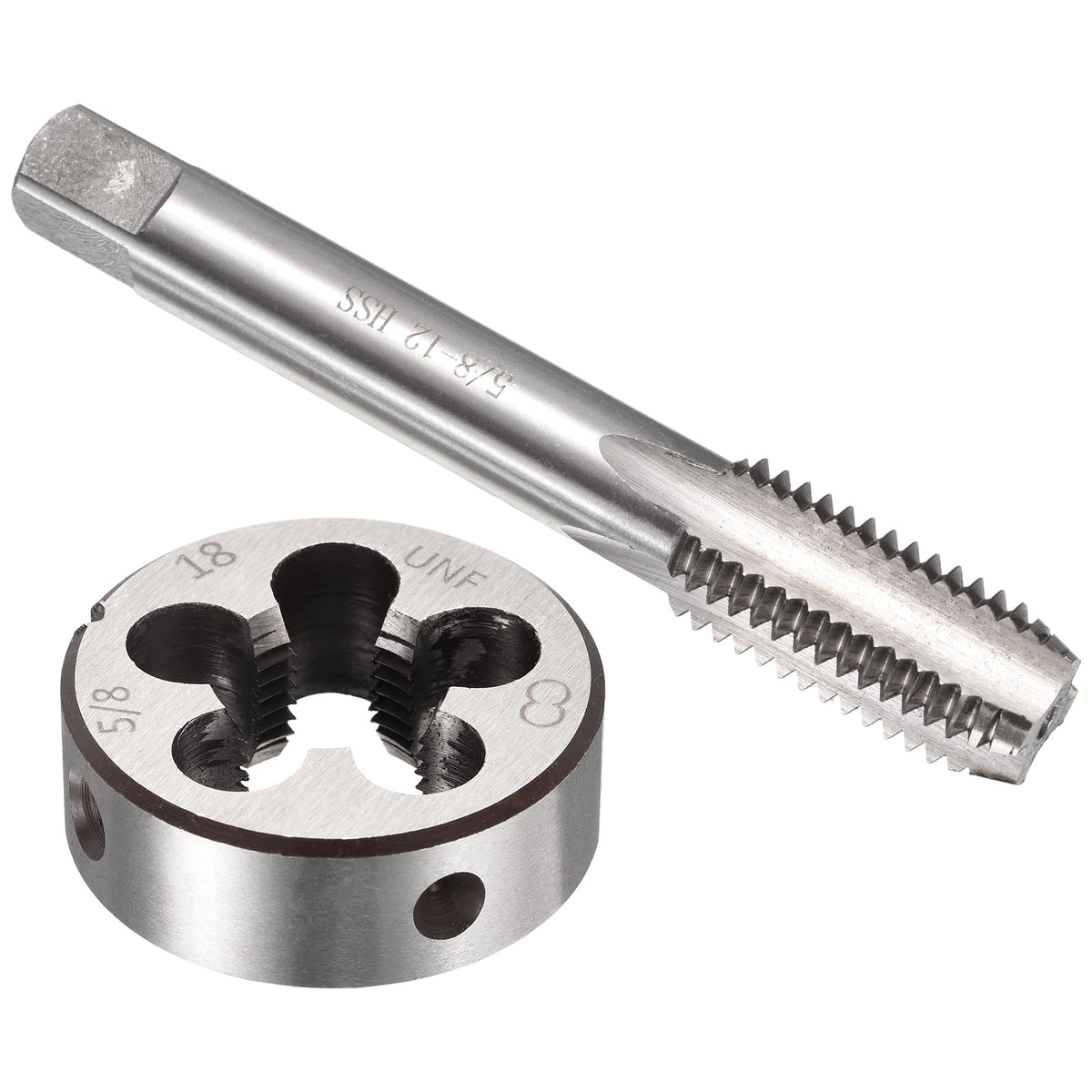 Workkyma 5/8"x12 UN Tap and Die Set, M2 HSS Right Hand Threading Tool
