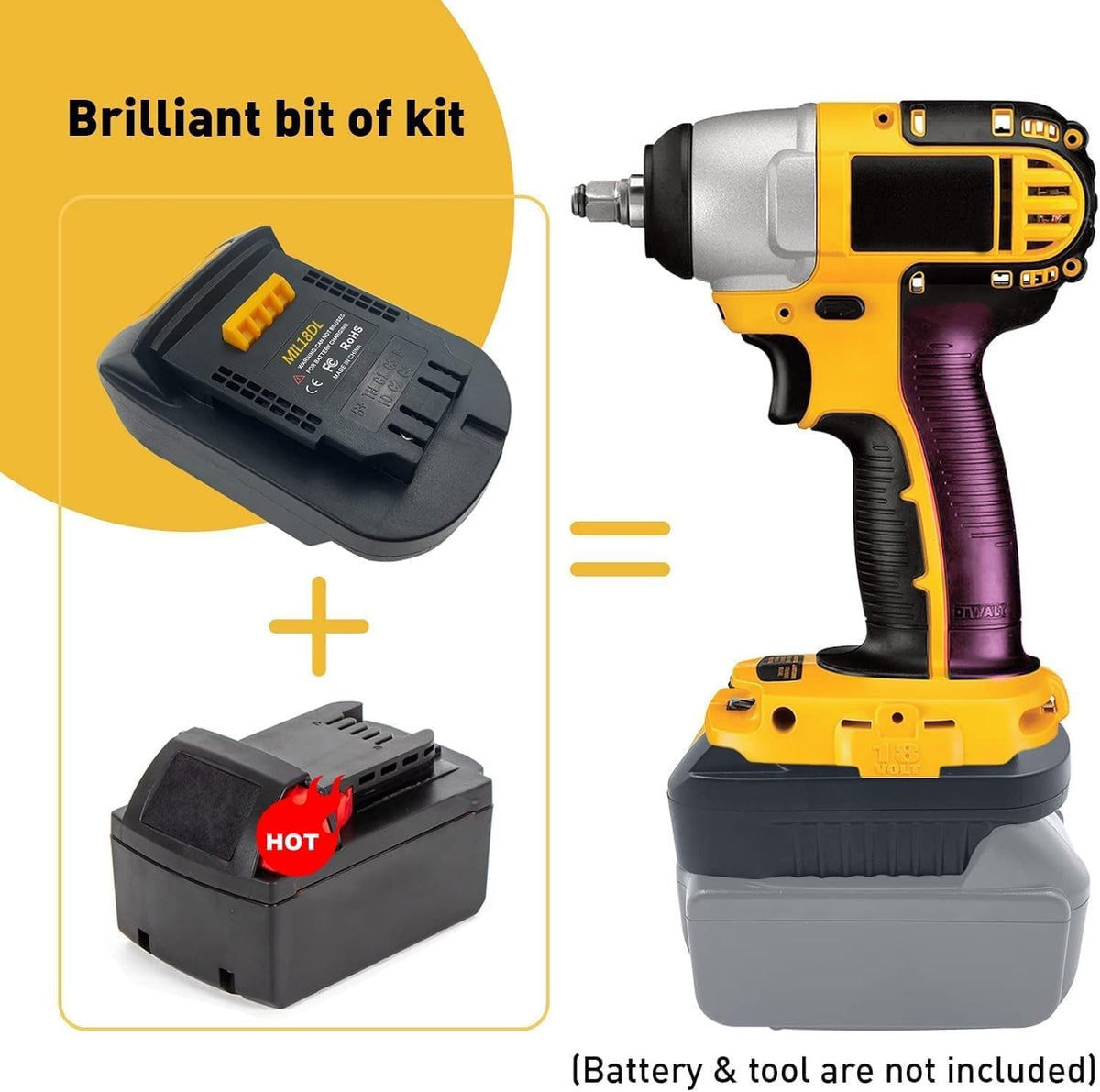 for Milwaukee 18V Battery Adapter Use for Dewalt 20V Power Tools,MIL18DL Converter for Dewalt Tool to for Milwaukee M18 18V Battery,Replace for DCB200 (Adapter Only)