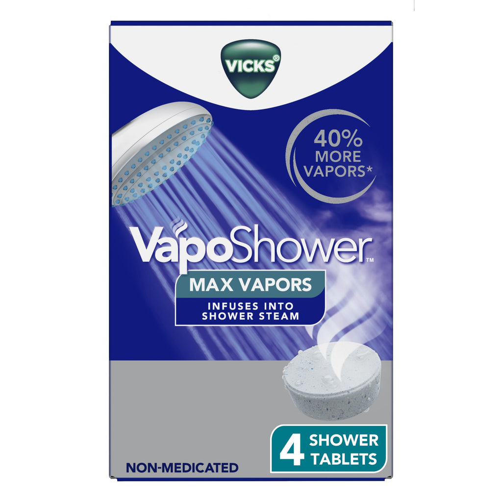 VapoShower Max Tablets, Non-Medicated Eucalyptus Shower Steamer Tablets, Menthol, Aromatherapy, 4ct