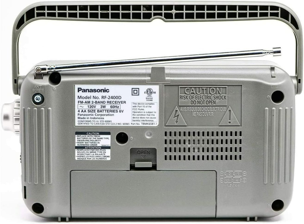 Portable AM/FM Radio, Battery Operated Analog Radio, AC Powered, Silver (RF-2400D) | Battery Operated Analog, AC Powered