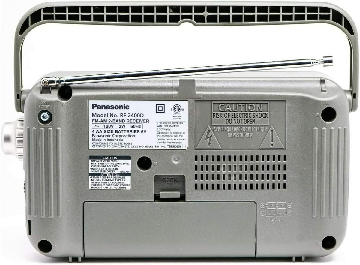 Portable AM/FM Radio, Battery Operated Analog Radio, AC Powered, Silver (RF-2400D) | Battery Operated Analog, AC Powered