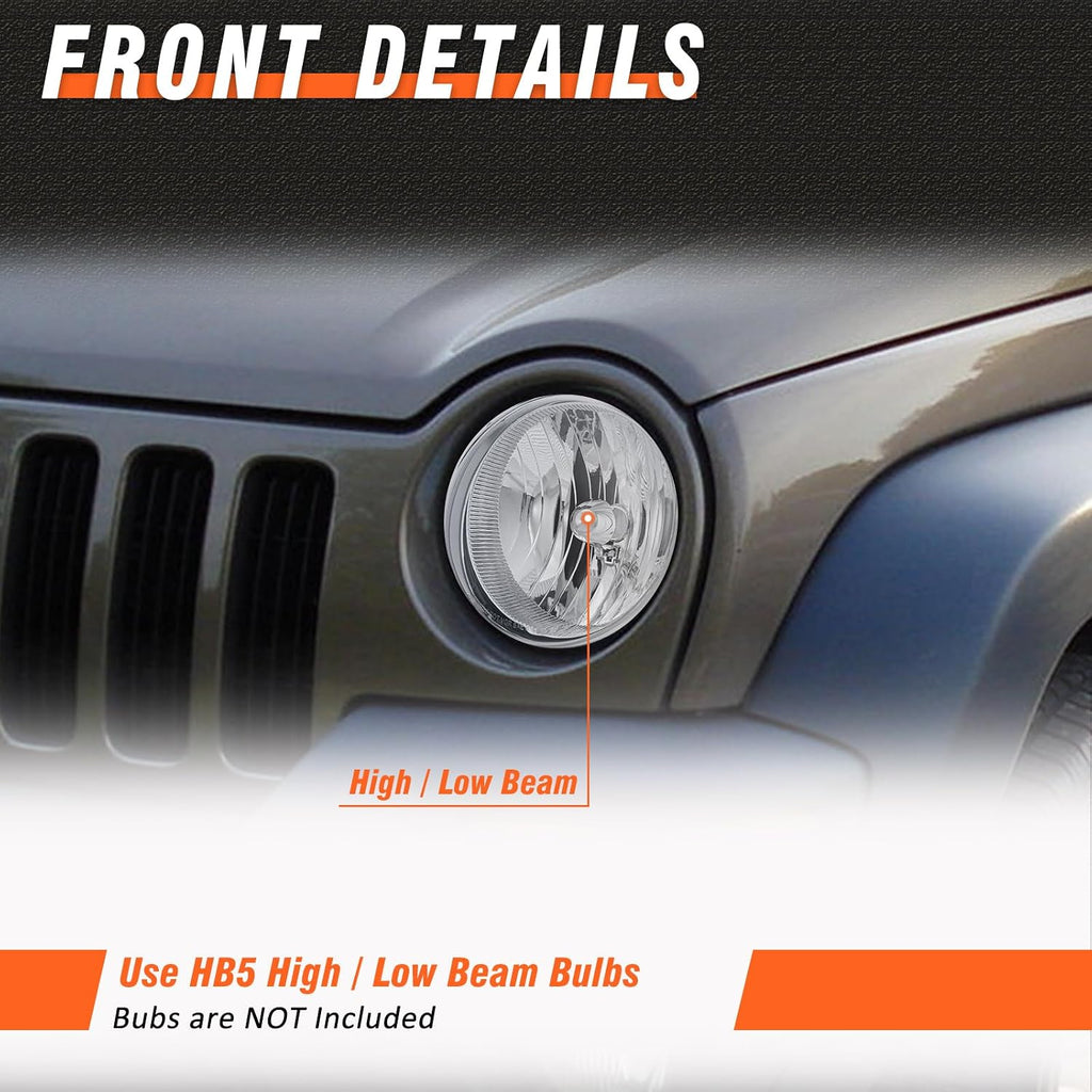 for 2005-2007 Jeep Liberty Headlights Chrime Pair