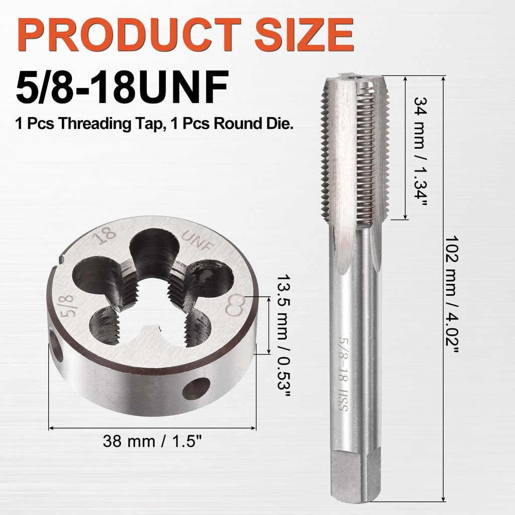 Workkyma 5/8"x18 UNF Tap and Die Set, M2 HSS Right Hand Threading Tool