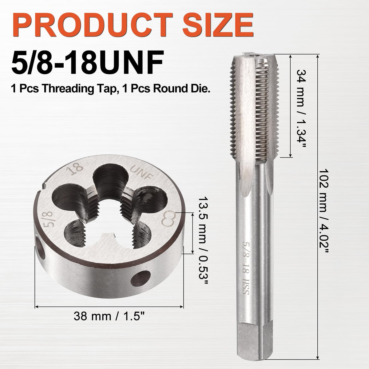 Workkyma 5/8"x18 UNF Tap and Die Set, M2 HSS Right Hand Threading Tool