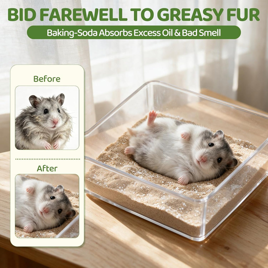 Hamster Sand Bath, Natural Desert Sand with Deodorizing Baking Soda, Odor Control Bathing Sand for Hamsters Gerbils