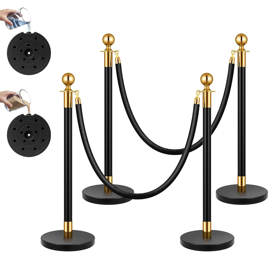 Black Stanchions and Velvet Ropes, 5 Feet Ropes and 39 Inch Posts
