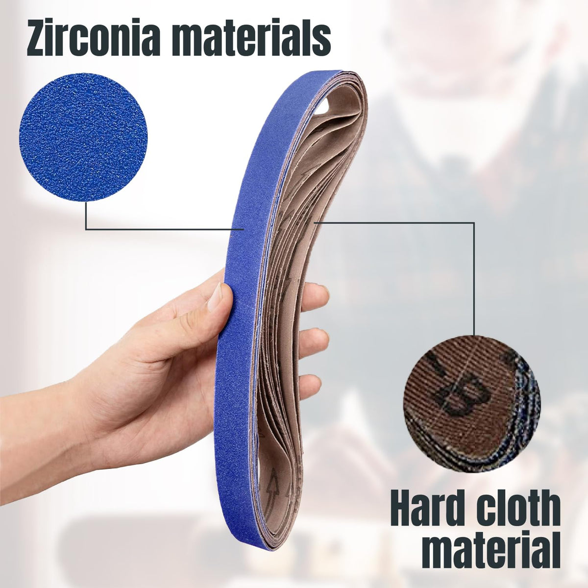 POWERTEC 1x30 Sanding Belts, 12PK, 36 Grit Zirconia 1 x 30 inch Sanding Belts for Belt Grinder, Belt and Disc Sander, Knife Sharpening, Woodworking, Metalworking, Derusting (4130036Z-6-P2)