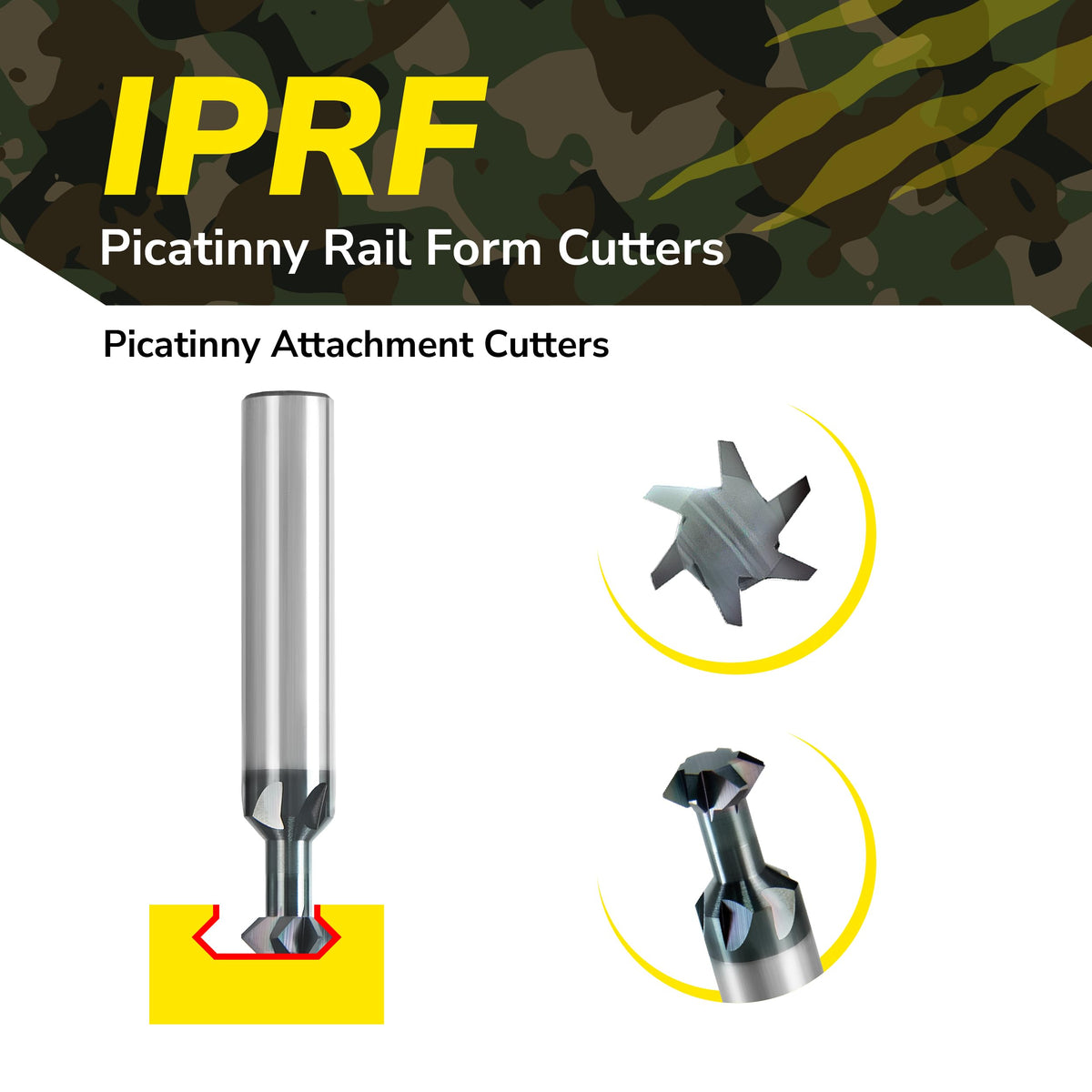 SPEED TIGER - IPRF Picatinny Rail Form Cutters Female - 1/2” Cut Diam 4 Flutes - 90°- ta-C Coating