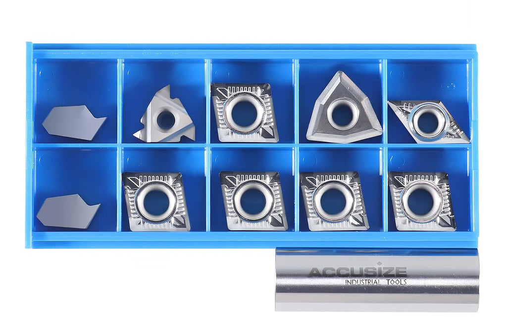 Accusize Carbide Insert Set for 1 in Turning Tool, 10 Pc, for Aluminum