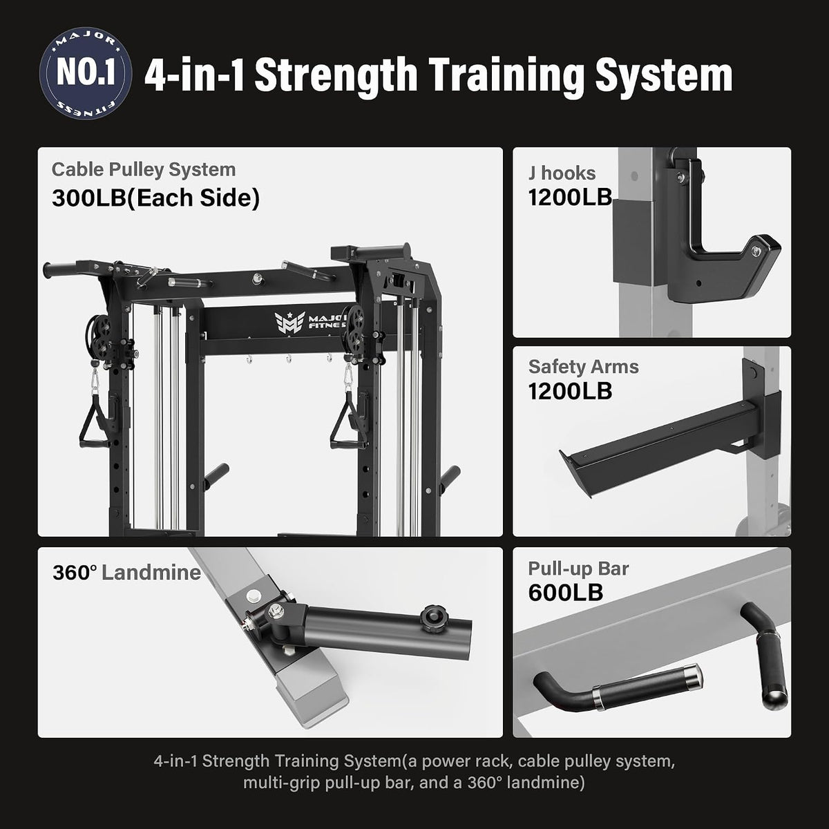 F22 Power Rack, 1600lbs All-in-One Squat Rack with Dual Pulley System, Heavy-Duty Steel Frame, Attachments & Storage