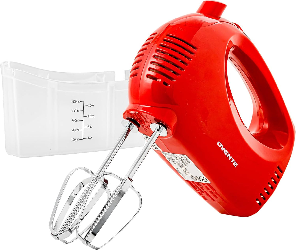 5-Speed Electric Hand Mixer with Storage Case,150W, Red HM151R | Stainless Steel Whisks, Compact Portable Design