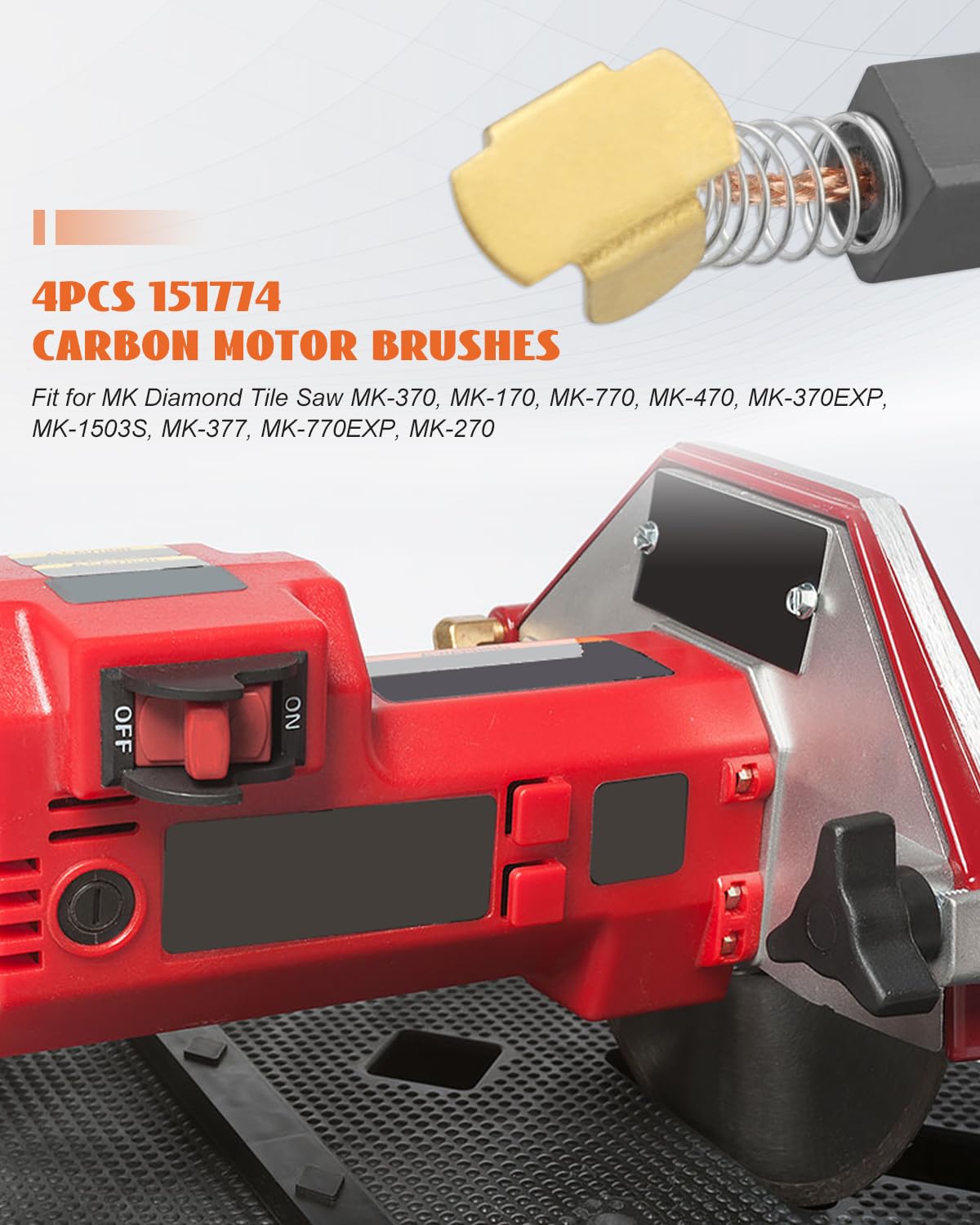 151774 Carbon Motor Brushes Fit for MK Diamond Tile Saw MK-370 MK-170 MK-770 MK-470 MK-370EXP MK-1503S MK-377 MK-770EXP MK-270