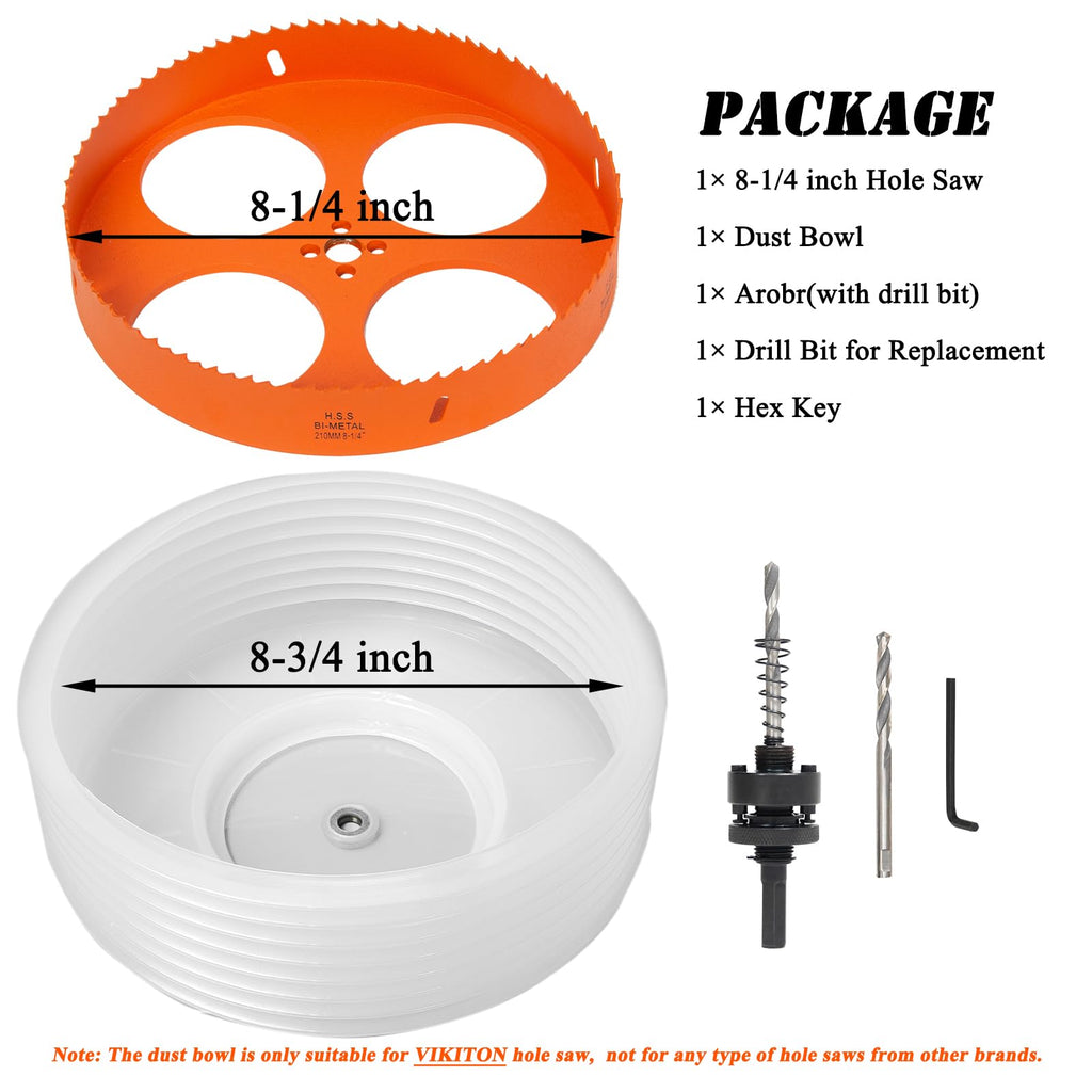 VIKITON 8.25" Hole Saw for Recessed Lights, with Dust Bowl Catcher