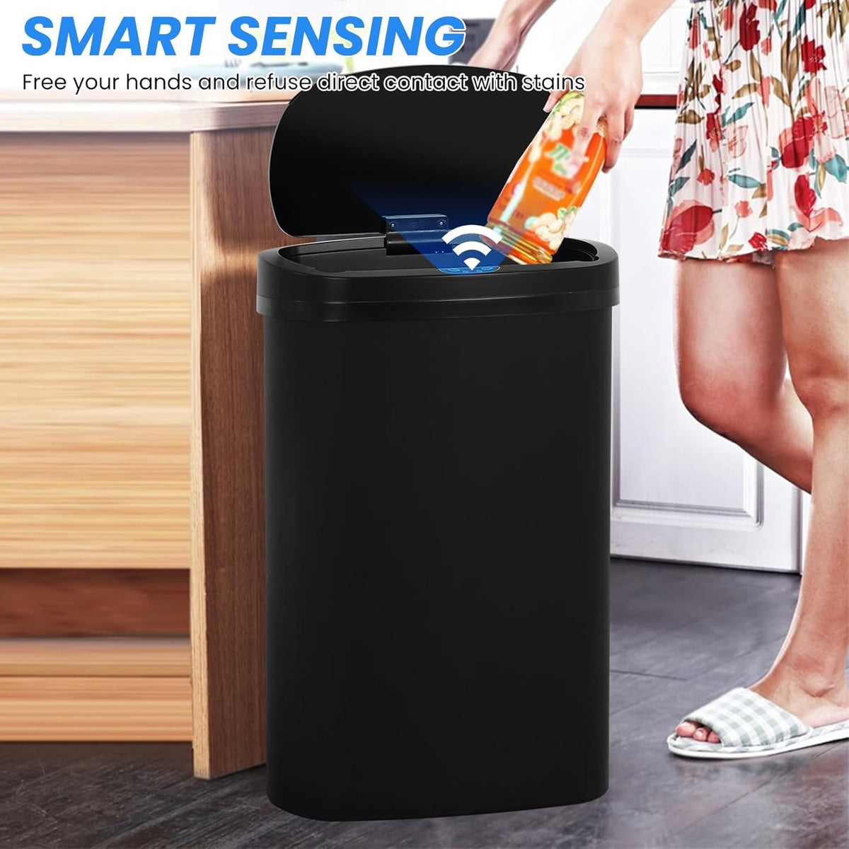 13 Gallon/50L Automatic Trash Can Motion Sensor Trash Bin with Lid, Touchless Kitchen Garbage Can for Office