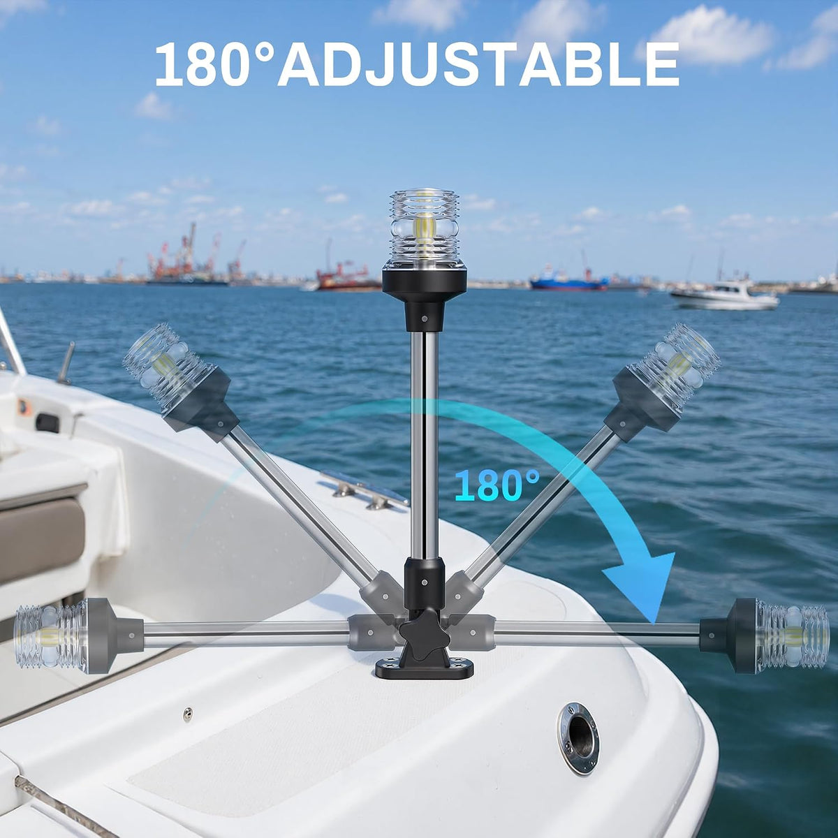 Obcursco Boat Stern Lights, 180° Fold-Down Anchor Light, Marine Use