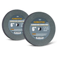 POWERTEC Bench Grinder Wheel 6 Inch, 36 & 100 Grit, Aluminum Oxide Grinding Wheel for Bench & Pedestal Grinder, 3/4" Thick 1/2" Arbor, Sharpening & Shaping Drill Bits, Blade, Chisel, 2PK (15530)