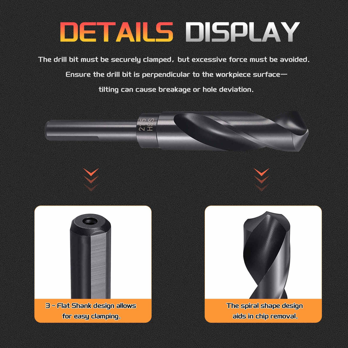 CoCud Drill Bit 21.5mm Diameter 1/2" Shank 3-Flat 4341 HSS
