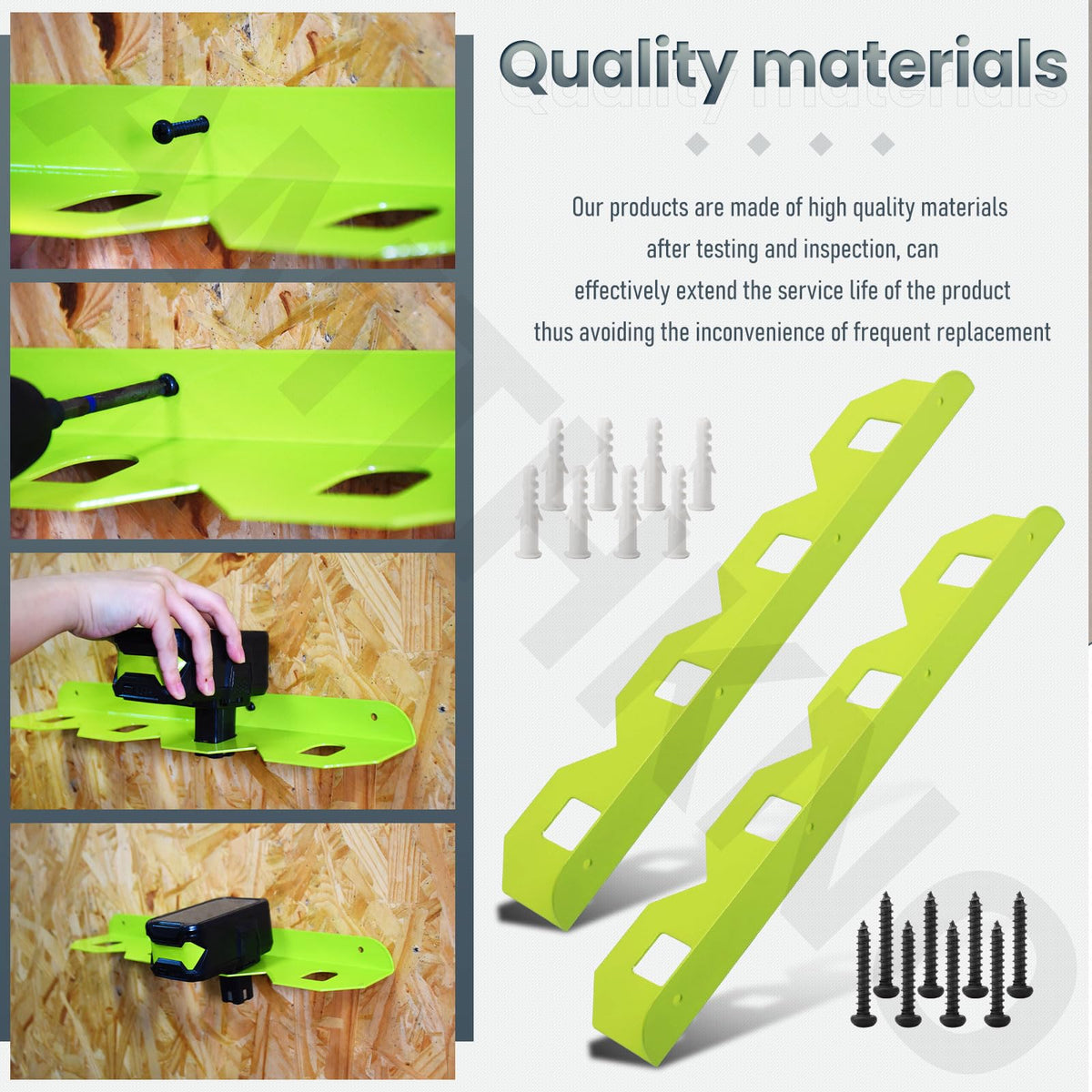 AMTHKNO 2 Pcs Upgrade Aluminum Alloy Battery Holder 4 Slot Mounting Organizer Compatible with RYOBI 18V NiCAD NiMH Lithium-Ion ONE+ Battery (Fruit Green)