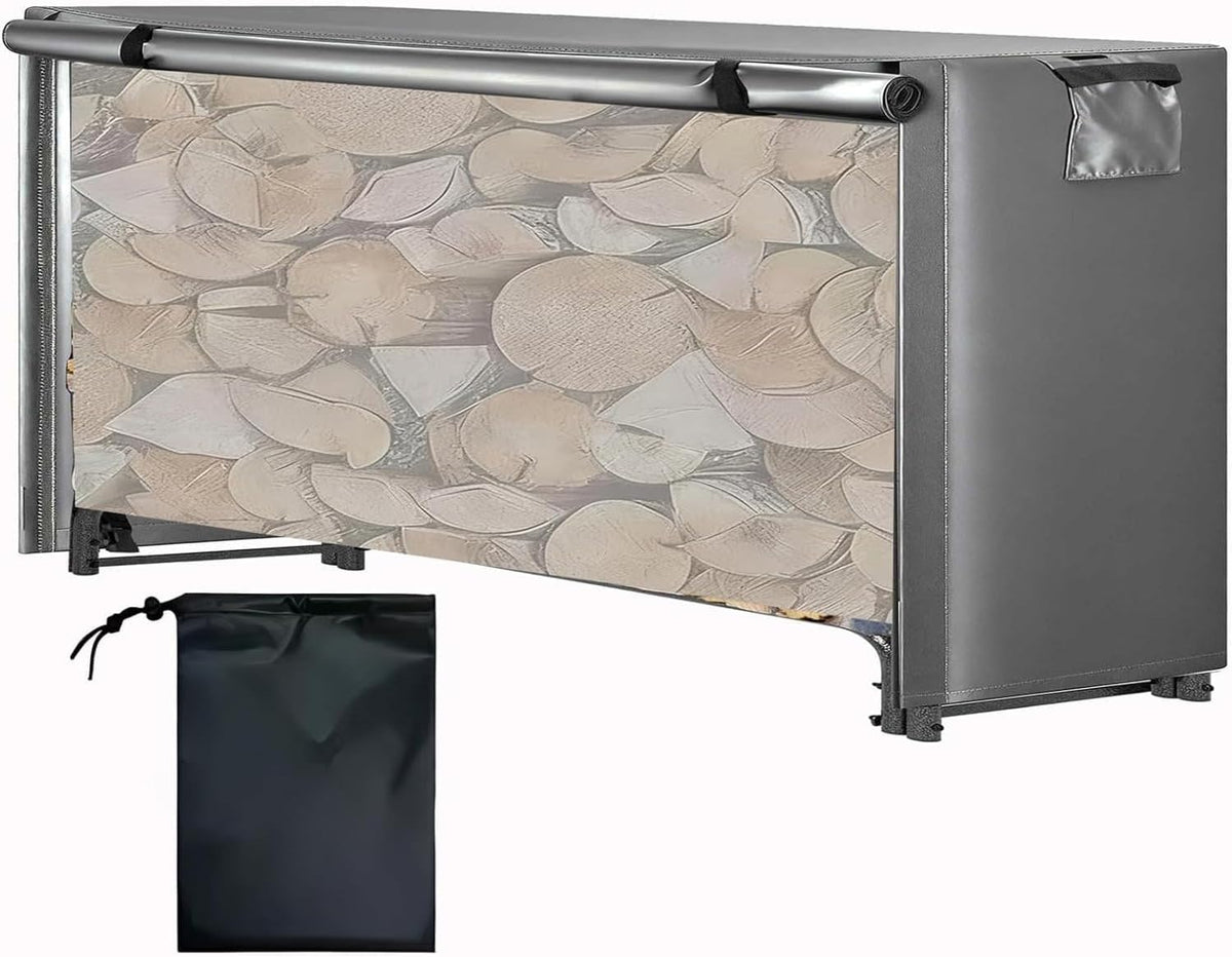 Waterproof Firewood Rack Cover, Heavy Duty 600D Oxford Log Storage Cover with Zipper, PVC Coating (Log Rack not