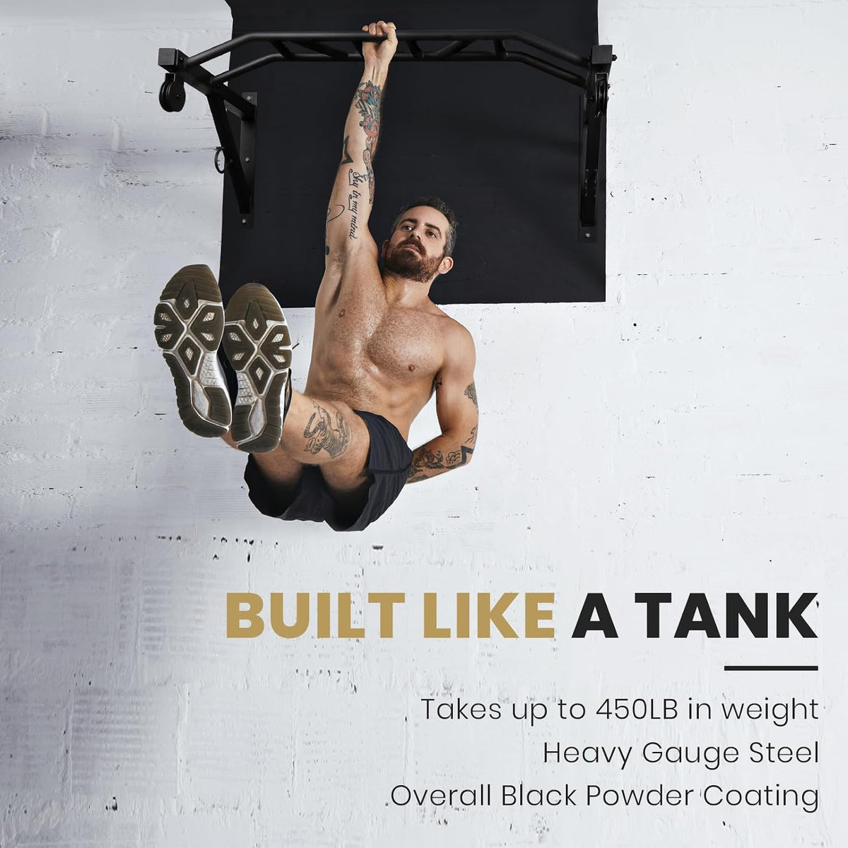 Multifunctional Wall Mounted Pull Up Bar with Pulley System, 48" and 16"/24" Multi-Grip Chin Up Bar, Cable Pulley