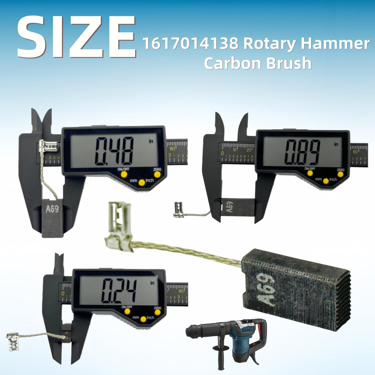 8-Pcs 1617014138 Rotary Hammer Carbon Brush for Bosch RH540M