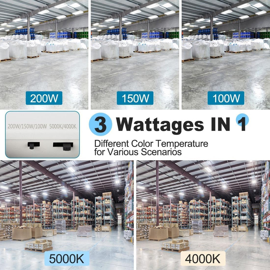 High Bay LED Shop Light 200W/150W/100W Adjustable 2 Pack