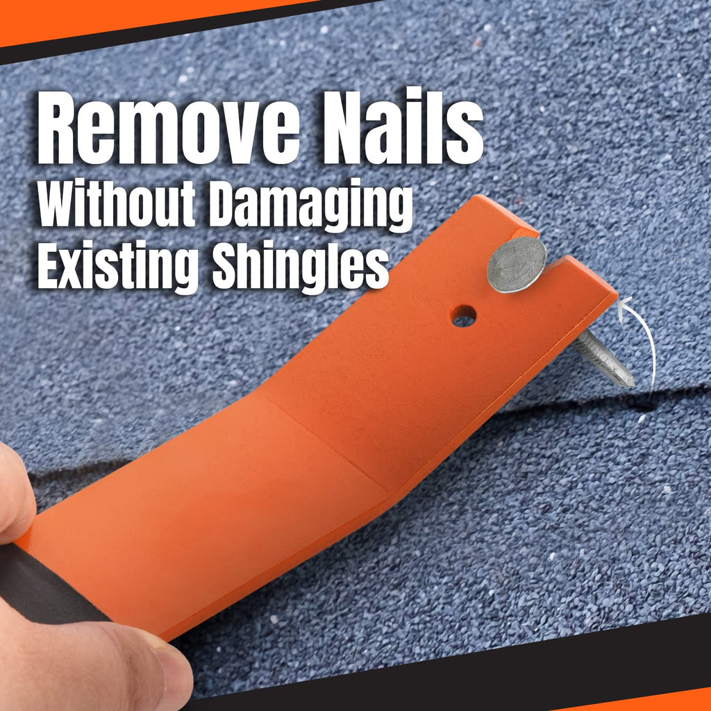 Pack of 2 Shingle Nail Puller - Safety Orange Ergonomic Comfort Grip & Roof Repair Tools - Magnetic Grip & Shingle