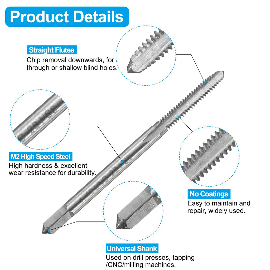 uxcell Tap and Drill Bit Set,Uncoated/Titanium Coated HSS-6542