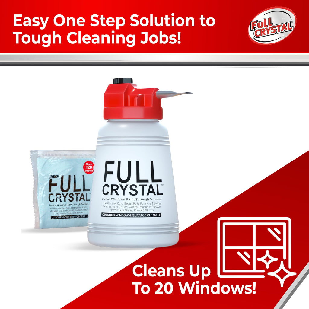 Window Cleaner, Bottle + 4oz Powder, Cleans Up to 20 Windows