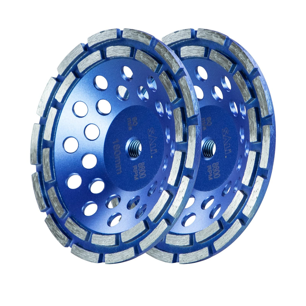 SALI 7 Inch 2pcs Concrete Grinding Wheels 28 Turbo Diamond Segments 5/8-11 Arbor Diamond Grinding Wheel Fit for Paint, Epoxy, Mastic, Coating Removal