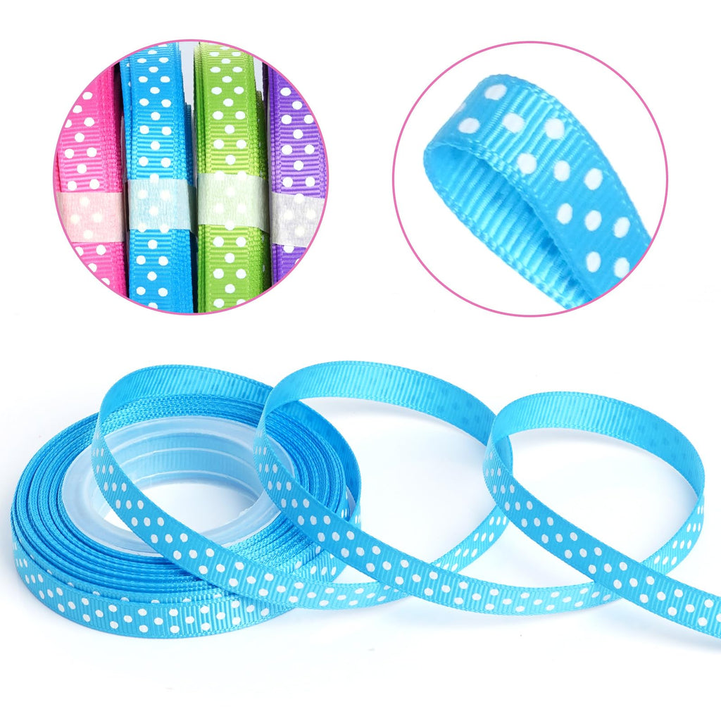 10 Rolls Easter Grosgrain Ribbon, 100 Yards 3/8 inch Easter Spring Bunny Eggs Carrot Stripe Rainbow Polka Dot Rabbit