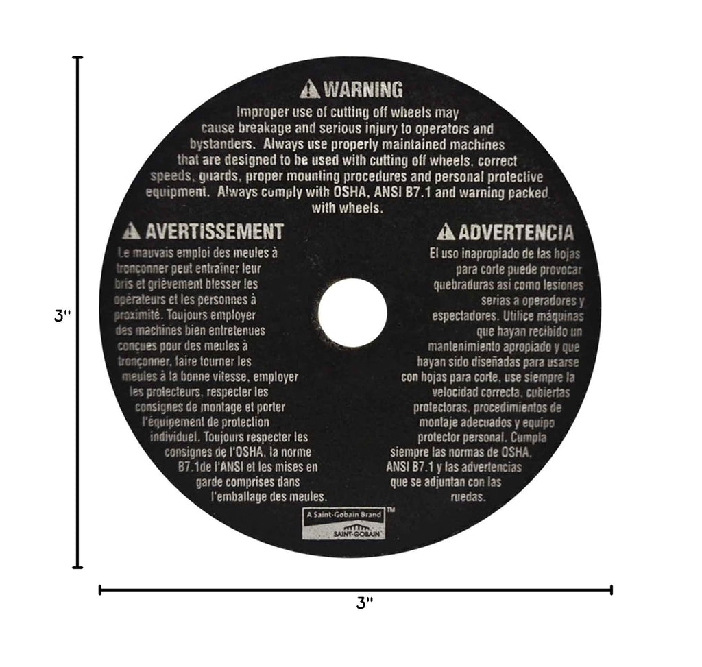 Norton 7660789451 3X.035x3/8 in. Metal AO Small Diameter Reinforced Cut-Off Wheels, Type 01/41, 60 Grit, 25 Pack