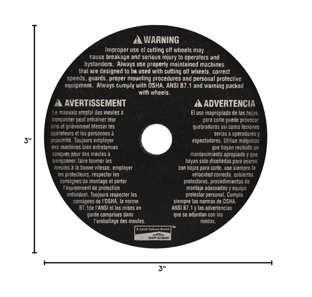 Norton 7660789451 3X.035x3/8 in. Metal AO Small Diameter Reinforced Cut-Off Wheels, Type 01/41, 60 Grit, 25 Pack