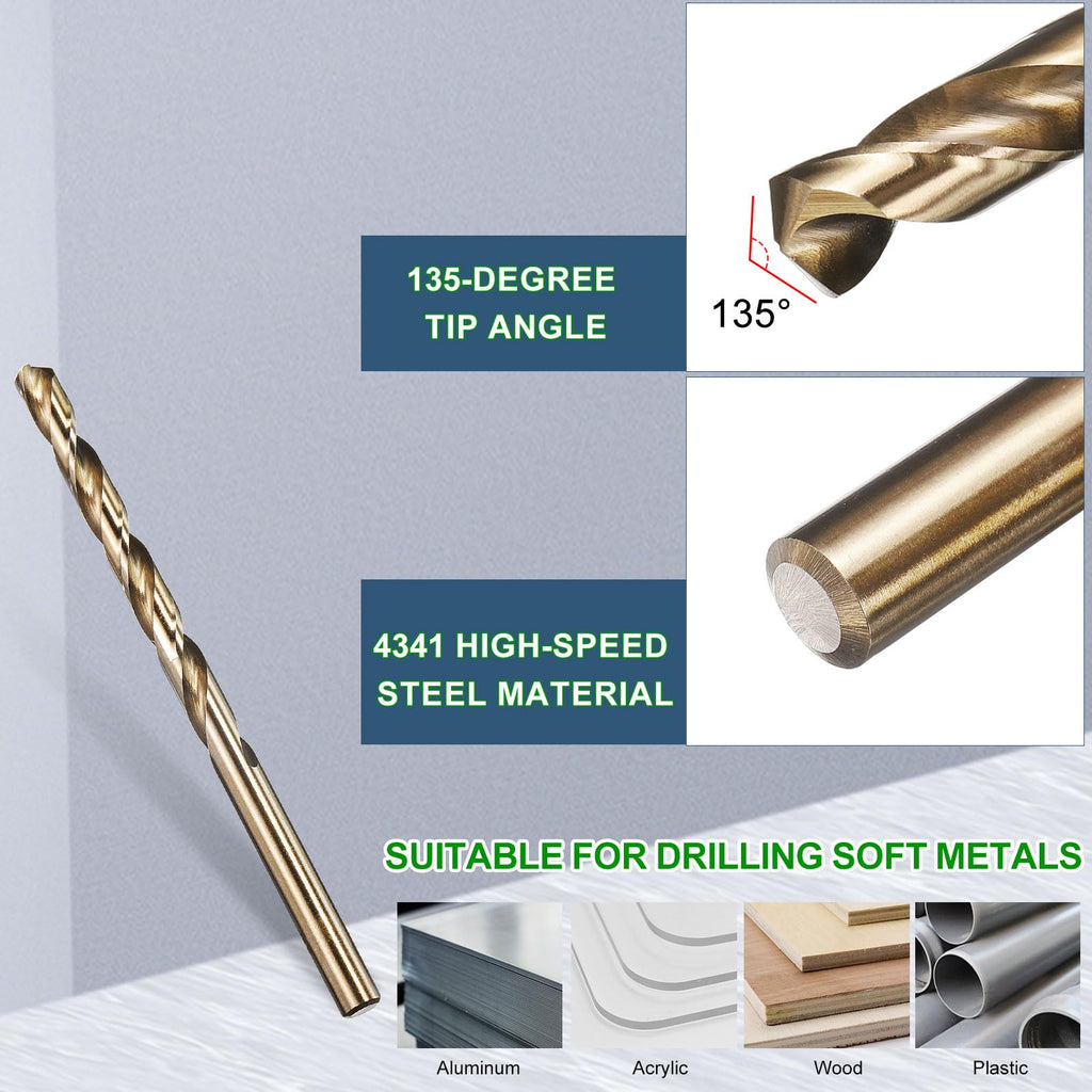 METALLIXITY Micro Drill Bit (#7) 4341 High-Speed Steel Gold 135° 10Pcs