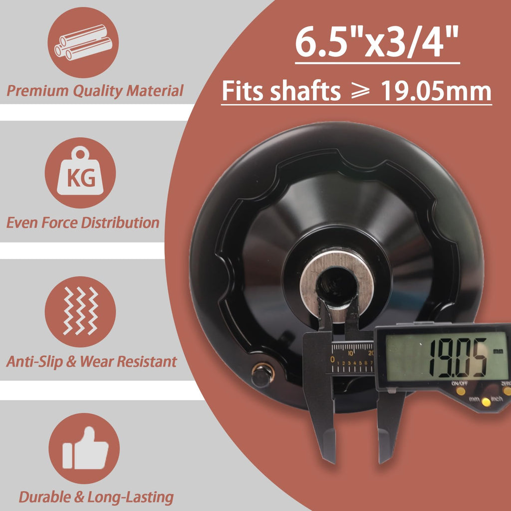 6.5" Foldable Handwheel with Revolving Handle, 3/4" Bore Ribbed Rim Hand Wheel, with 3 Hex Socket Cap Screws & 3 Set Screws, Aluminum Mechanical Handwheel for Heavy Duty Milling Machine, Lathe, CNC