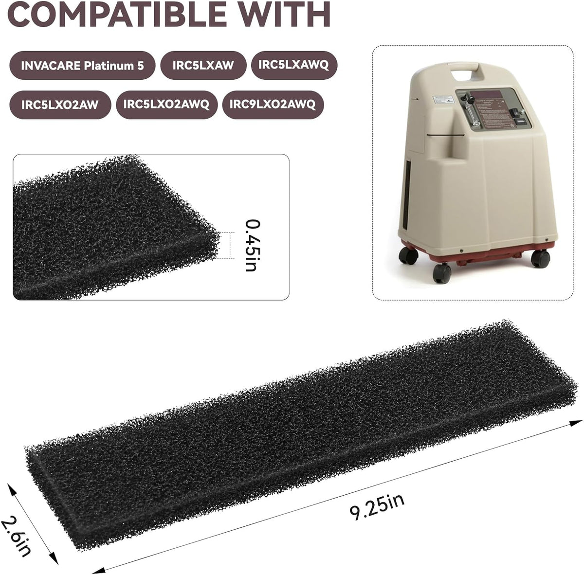 Oxygen Concentrator Filter Cotton Compatible with Invacare Platinum 5