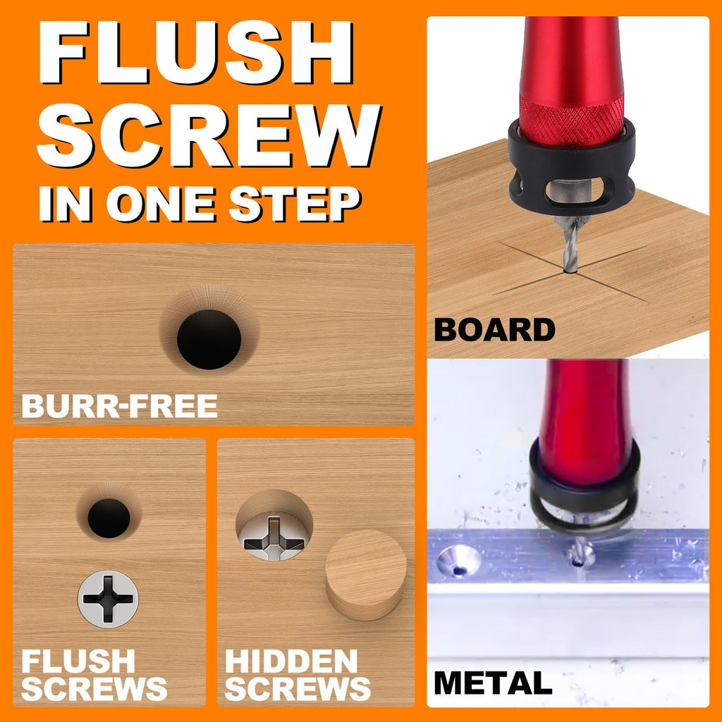 WildBossy HSS Metal Countersink Drill Bit Set, 10-in-1 Hex Shank