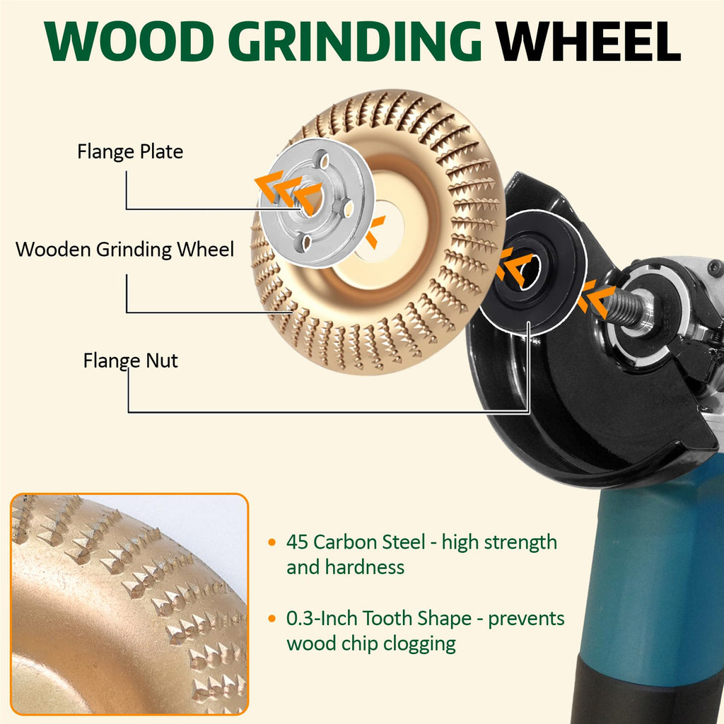 5-Piece Wood Carving Disc Set, Fits 4", 4-1/2" & 5" Angle Grinders