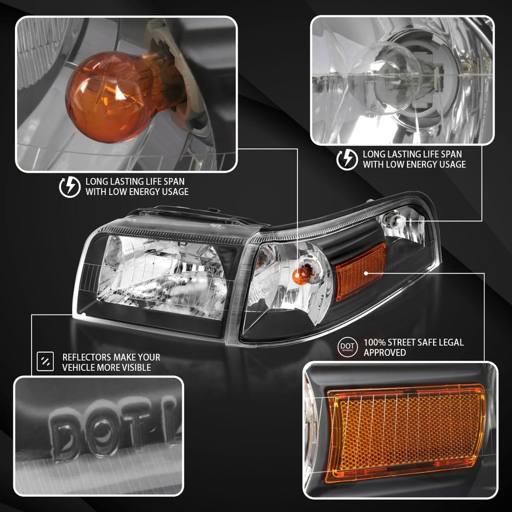 Autozensation Headlights For 2006-2011 Mercury Grand Marquis Black