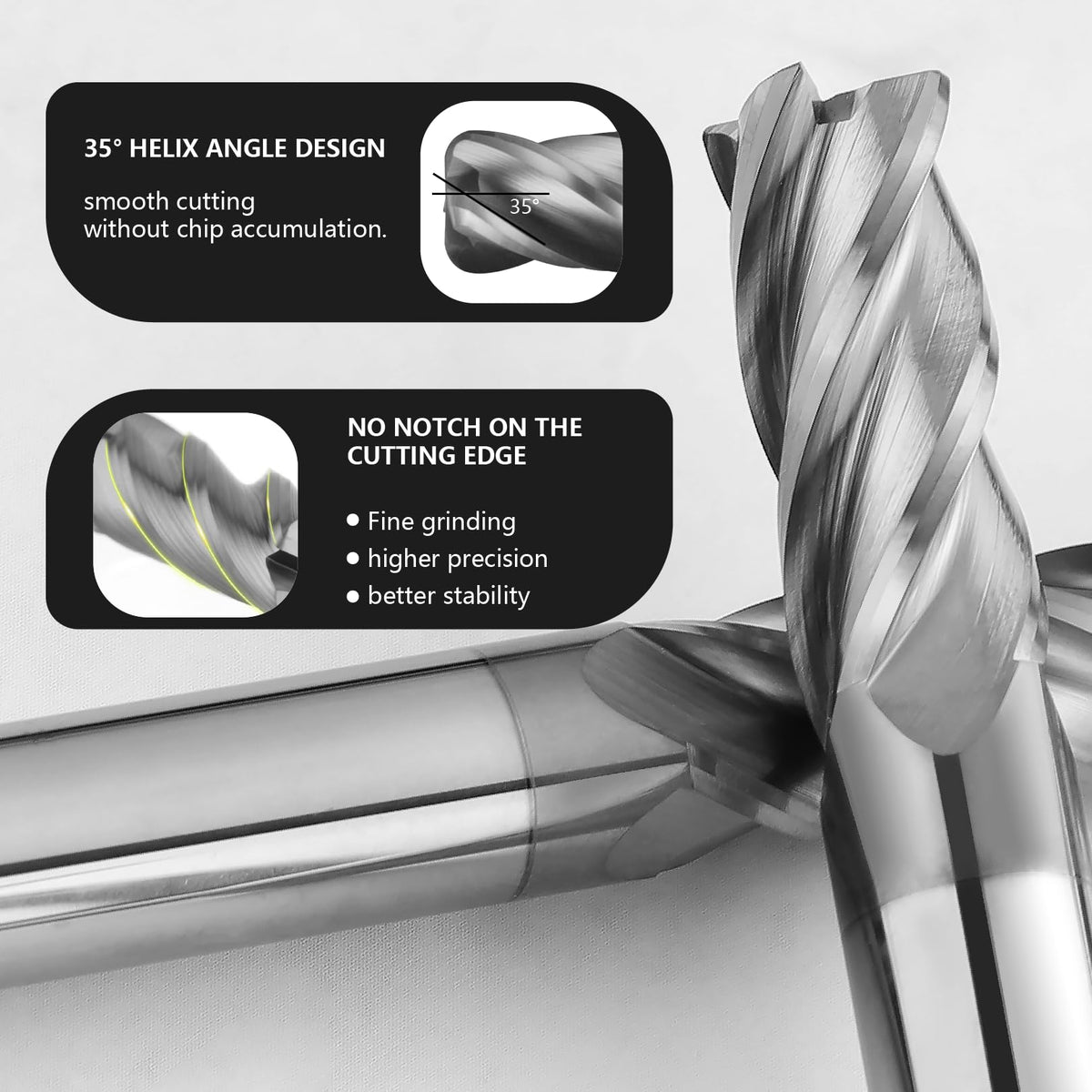 ALYICIA 3/16" Carbide Corner Radius End Mills with 0.06" Radius for Steel