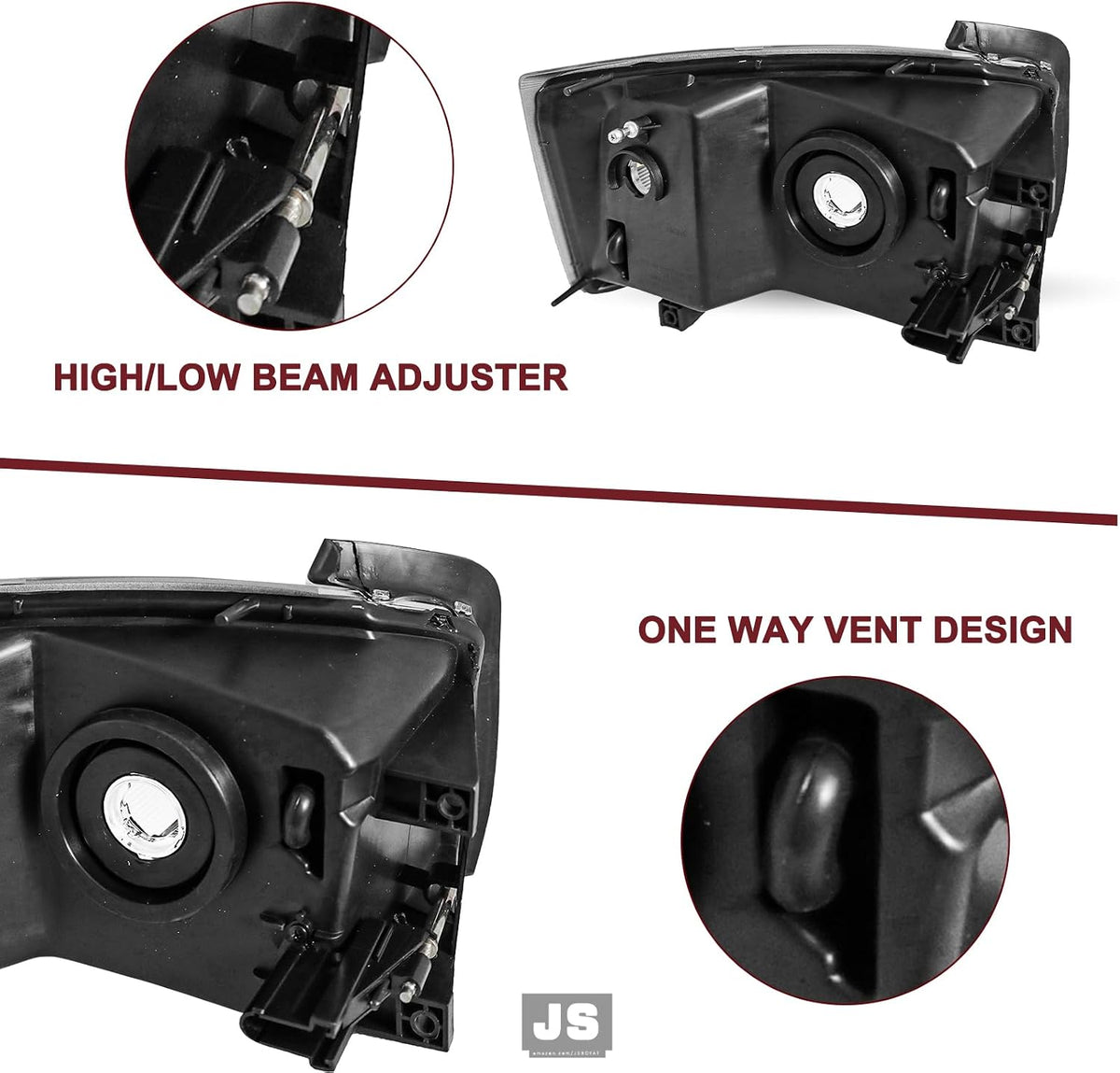 JSBOYAT Halogen Headlight Assembly for 2005-2007 Dodge Dakota