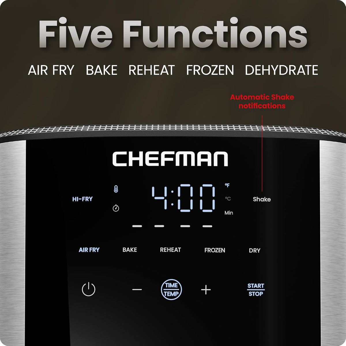 Air Fryer 6 Qt | TurboFry 5-in-1 with 450°F Hi-Fry Option for Crispier Results | Bake, Dehydrate, Frozen | XL