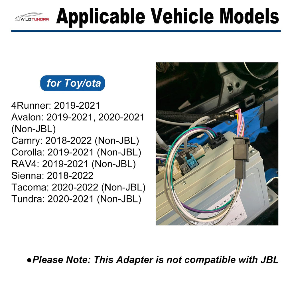 Car Stereo AMP Amplifier Subwoofer Speaker Wiring compatible with Toyota 2018-2022(Non-JBL) Radio Stereo T-Harness