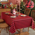 Buffalo Plaid Vinyl Christmas Tablecloth Rectangle 52 x 70 Inch With Flannel Backing, Waterproof & Anti-Slip Table